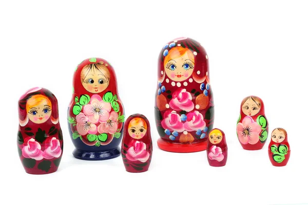 Traditionele Russische Matryoshka Pop Witte Achtergrond — Stockfoto