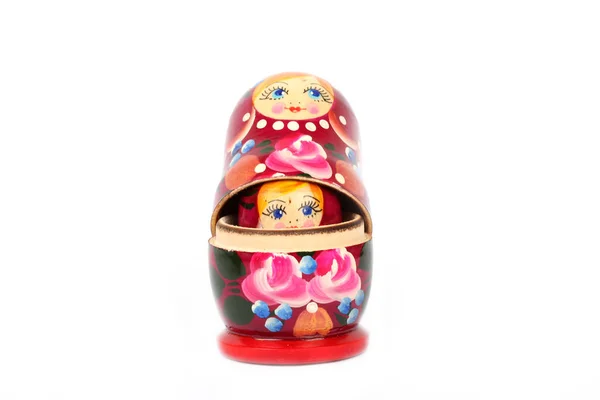 Tradicional Russo Matryoshka Boneca Fundo Branco — Fotografia de Stock