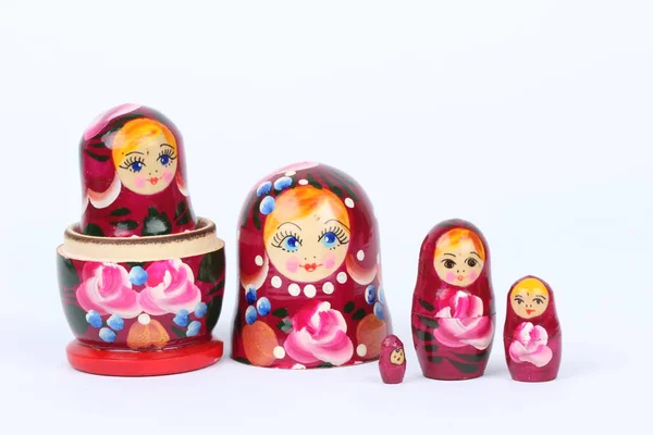 Traditionele Russische Matryoshka Pop Witte Achtergrond — Stockfoto