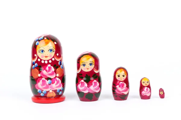 Traditionele Russische Matryoshka Pop Witte Achtergrond — Stockfoto