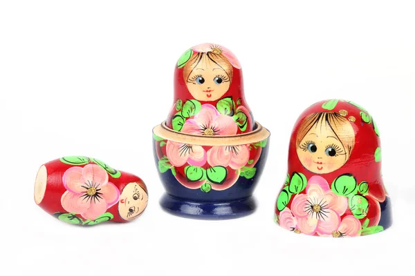 Traditionele Russische Matryoshka Pop Witte Achtergrond — Stockfoto