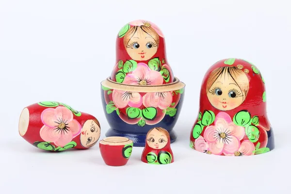 Traditionele Russische Matryoshka Pop Witte Achtergrond — Stockfoto