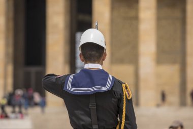 Ankara, Türkiye - 10 Mayıs 2017: Ankara 'da Anitkabir, Nöbet Töreni, Türkiye' de güzel bir yaz günü