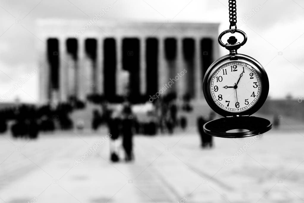 Turkey, Ankara, Ataturk's Mausoleum and time passes 09:05