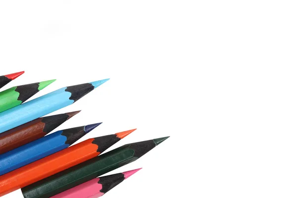 Crayons Couleur Isolés Sur Fond Blanc — Photo