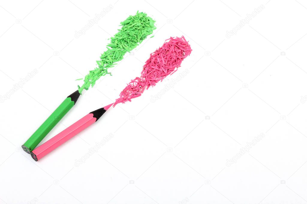 Color pencils isolated on white background.Close up.