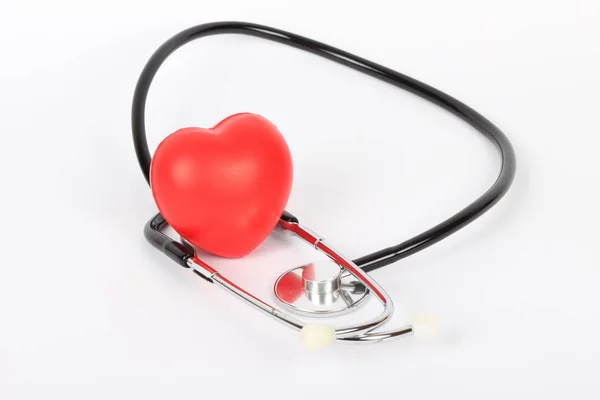 Stetoskop Serce Wyizolowane Białym — Zdjęcie stockowe