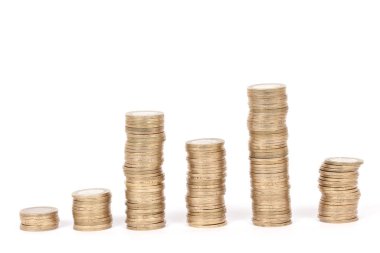 Beyaz arkaplanda metal Türk lirası