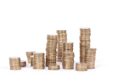 Beyaz arkaplanda metal Türk lirası