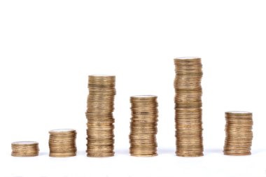 Beyaz arkaplanda metal Türk lirası