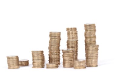 Beyaz arkaplanda metal Türk lirası