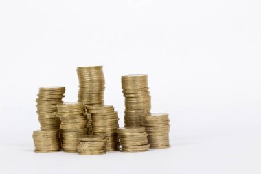 Beyaz arkaplanda metal Türk lirası