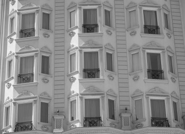 Soyut minimal mimari arka plan. Modern yapı cephesi ayrıntıları.