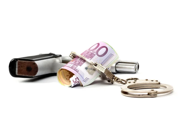 Dinero Esposas Concepto Corrupción Fraude Lavado Dinero — Foto de Stock