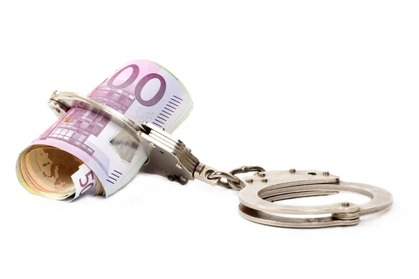 Money Handcuffs Concept Corruption Fraud Money Laundry — Stock Photo, Image