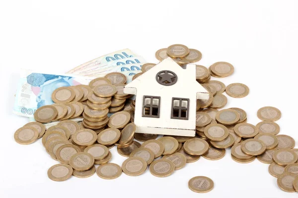 House Money Pillars Suggesting Property Investment — Stock Photo, Image