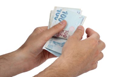100 banknotta üst üste Türk lirası.