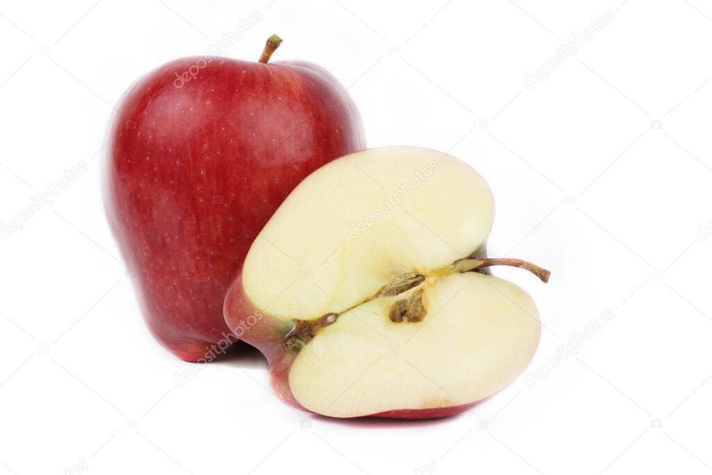 red and green apple diet on white ground   