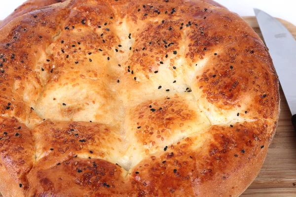 Ramadan Pita Ramazan Pidesi Traditionelles Türkisches Brot Für Den Heiligen — Stockfoto