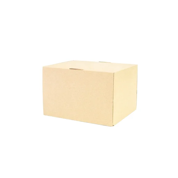 Closeup brown paper box isolated on white background — Stock Photo, Image