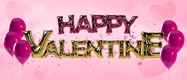 Happy Valentine's Day balloon alphabet greeting card design — Stok fotoğraf