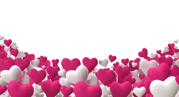 Realista 3D renderizado colorido rosa y blanco romántico San Valentín Corazones Fondo —  Fotos de Stock