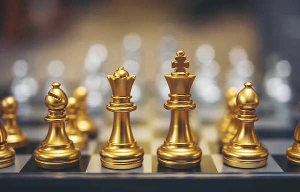 gold chess game. success management concept of business strategy