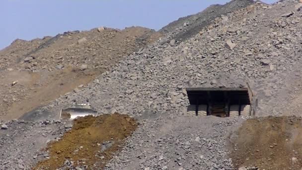 Dump Truck Throws Out Rock Coal Producer — Stock Video