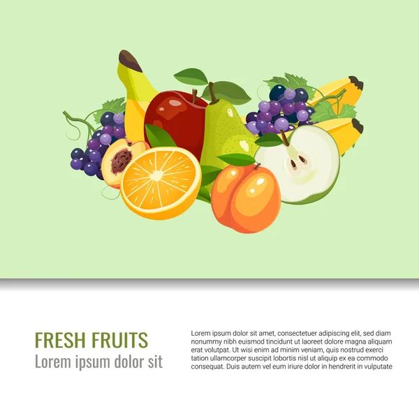 Frescos frutas y bayas saludables vector ilustración — Archivo Imágenes Vectoriales