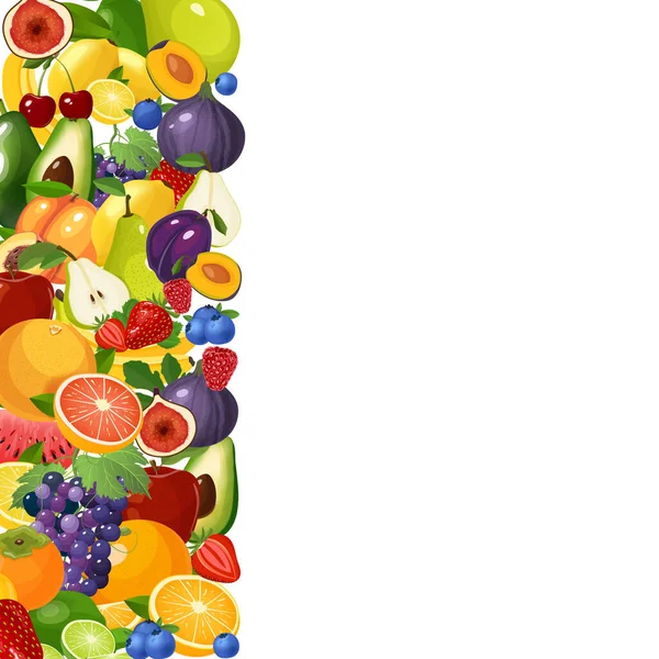 Frutas quadro ilustração vetorial. Estilo de vida saudável e cartaz dieta —  Vetores de Stock
