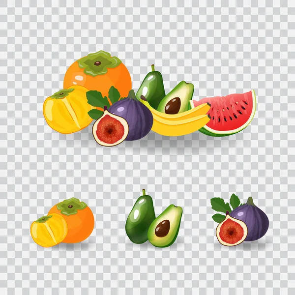Ilustração vetorial de frutos frescos. Conceito de dieta saudável. Frutas e bagas orgânicas . —  Vetores de Stock