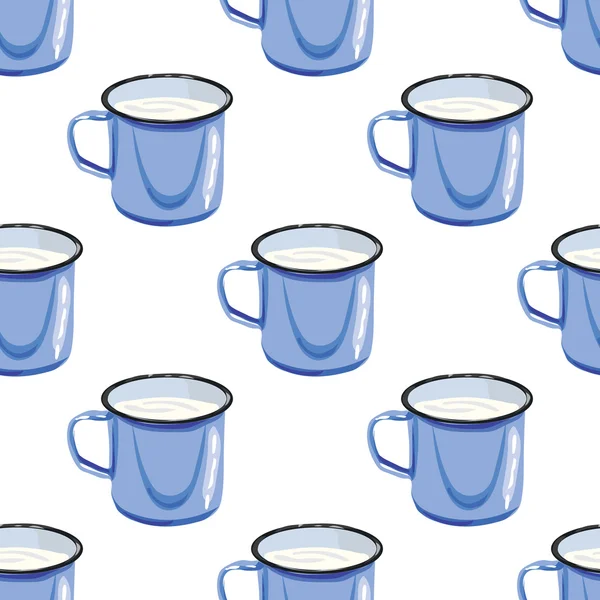 책에 대 한 그림입니다. 완벽 한 패턴입니다. 물으로 낯 짝입니다. 우유 한잔입니다. 블루 스틸 찻잔 — 스톡 벡터