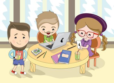 Tema çalışmak bir resimde. Hipsters iş. Şık insanlar. Moda becerikli alet.