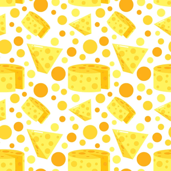 Seamless Pattern With Cheese. Vector Dairy Illustrations. — Stock Vector