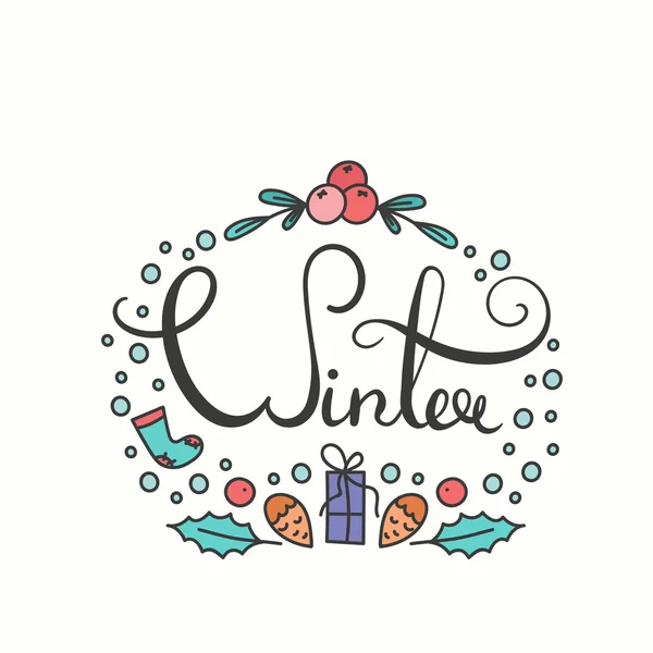 Affiche d'hiver avec lettrage — Image vectorielle