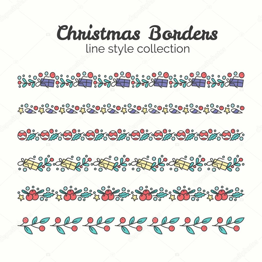 Christmas Borders. Set of Christmas Seamless Ribbons.