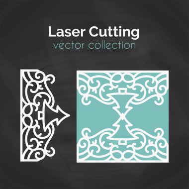 Lazer kesim için kartı şablonu kesti. Kesme illüstrasyon.