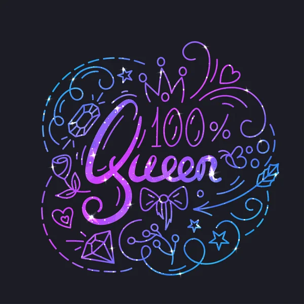 Koningin tekst Poster — Stockvector
