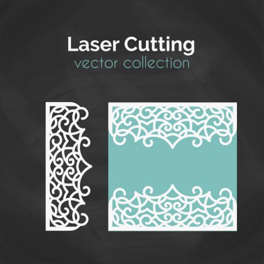 Lazer kesim için kartı şablonu kesti. Kesme illüstrasyon.