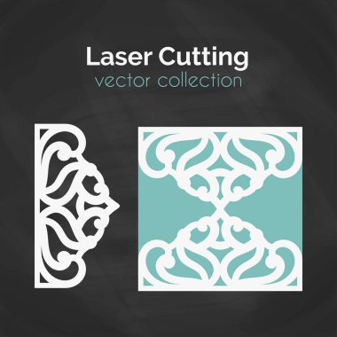 Lazer kesim için kartı şablonu kesti. Kesme illüstrasyon.