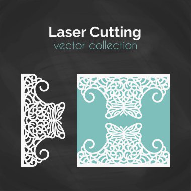 Lazer kesim için kartı şablonu kesti. Kesme illüstrasyon.