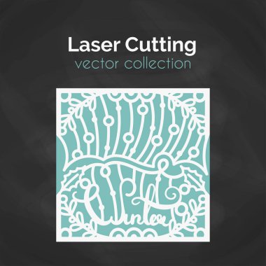 Lazer kesim için kartı şablonu kesti. Kesme illüstrasyon.