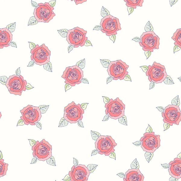 Rose dessinée à la main motif sans couture — Image vectorielle