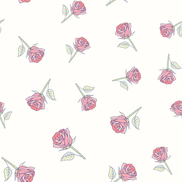 Rose dessinée à la main motif sans couture — Image vectorielle