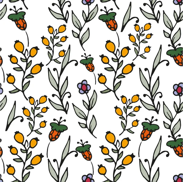 Floral seamless pattern. Herbs and wild flowers print.