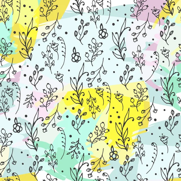 Floral seamless pattern. Herbs and wild flowers print.