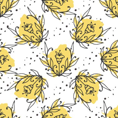 Vektör çiçek dekoratif set. Otlar ve kır çiçekleri.