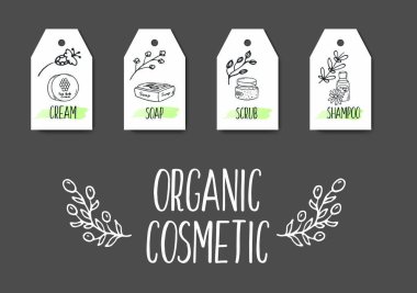Organik Kozmetik Etiketler illüstrasyon.