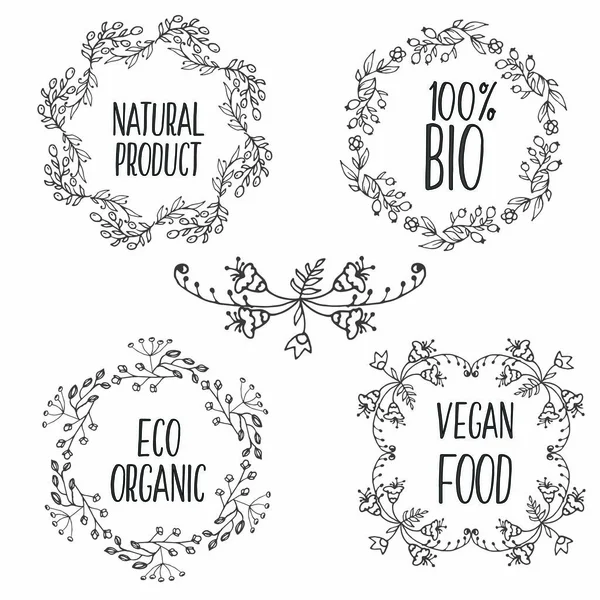 Vector floral decorative frames set. Herbs and wild flowers. — Stock Vector
