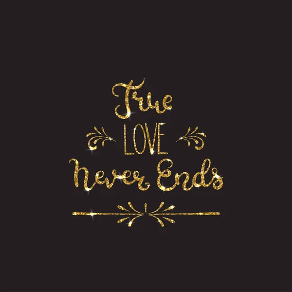 Love text. Romantic lettering with glitter. Golden sparkles